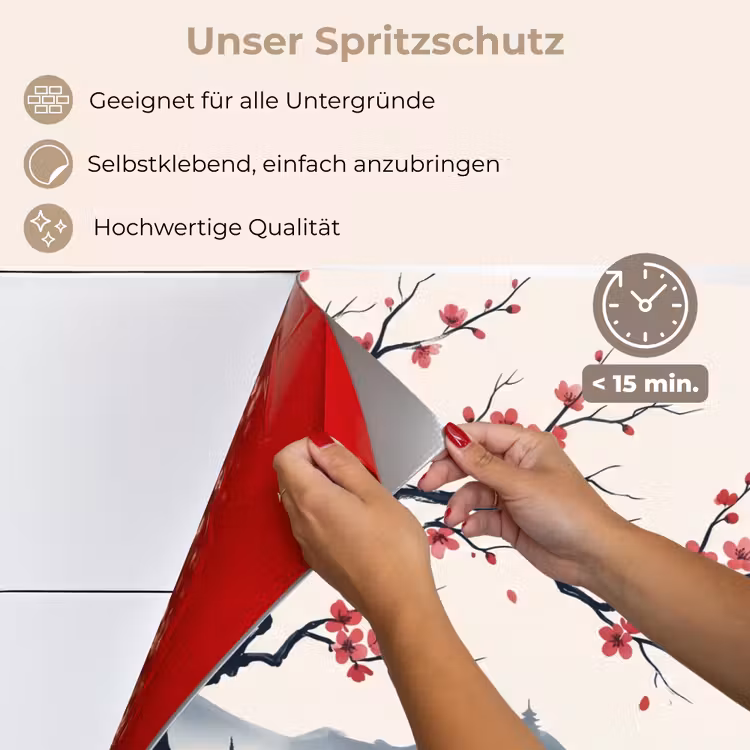Kersenbloesem - Oosters - Rood keuken achterwand spatscherm klein -spatscherm_DE