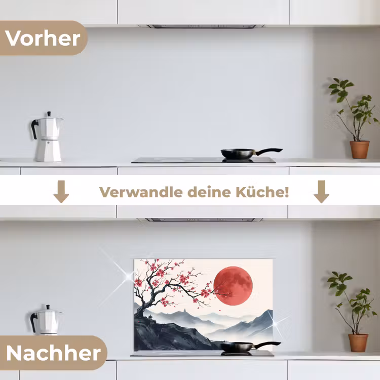Kersenbloesem - Oosters - Rood keuken achterwand spatscherm klein -voor_na_DE