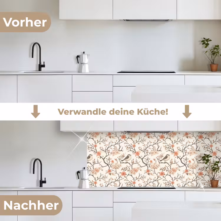 Kersenbloesem - Mus - Roze keuken achterwand 2 middel 871 -voor-na_DE