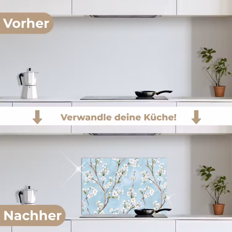Kersenbloesem - Textuur - Blauw keuken achterwand spatscherm klein 900 -voor_na_DE