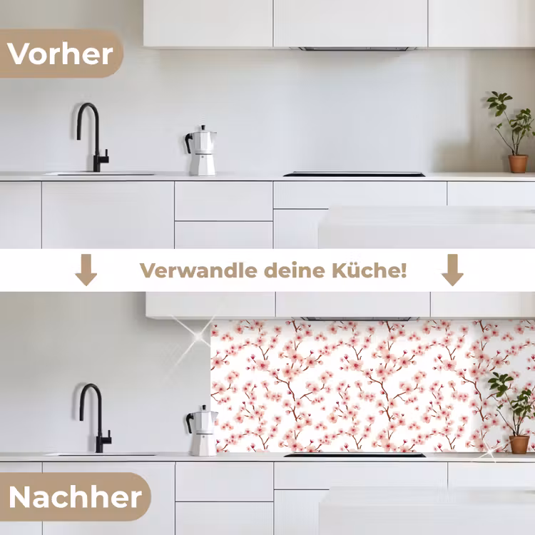 Kersenbloesem - Takken - Roze keuken achterwand 2 middel 871 -voor-na_DE