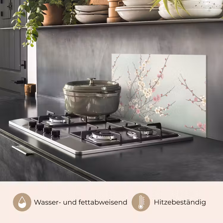 Kersen - Bloesem - Groen keuken achterwand spatscherm klein -usp_DE