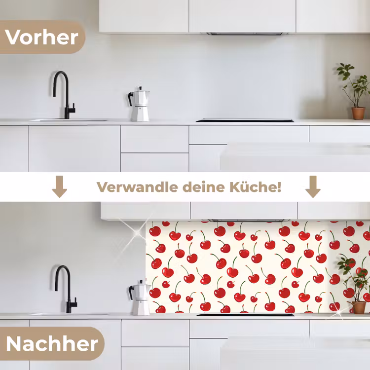 Kersen - Minimalistisch - Rood keuken achterwand 2 middel 871 -voor-na_DE