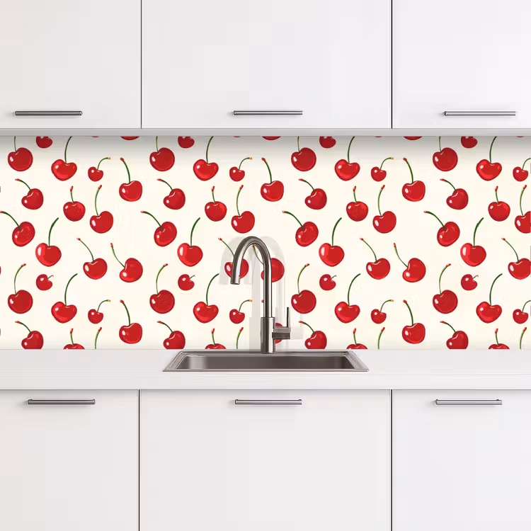 Kersen - Minimalistisch - Rood keuken achterwand 2 middel 871 -3d