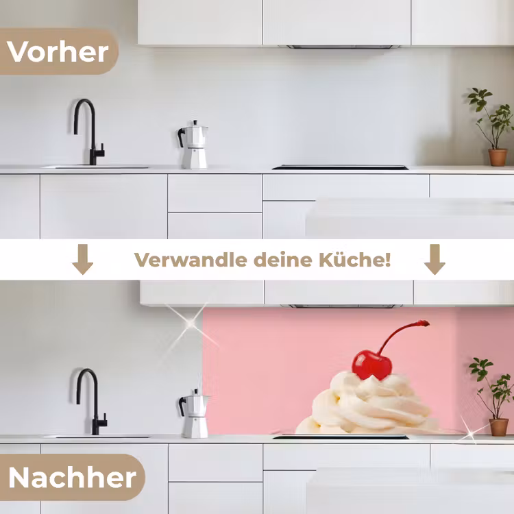 Kers - Slagroom - Roze keuken achterwand 2 middel -voor-na_DE
