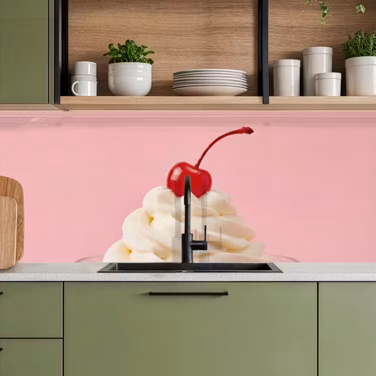 Kers - Slagroom - Roze keuken achterwand 2 middel -sfeer3
