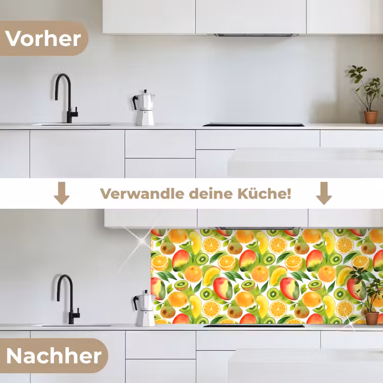 Kiwi - Sinasappel - Mango - Perzik keuken achterwand 2 middel 871 -voor-na_DE