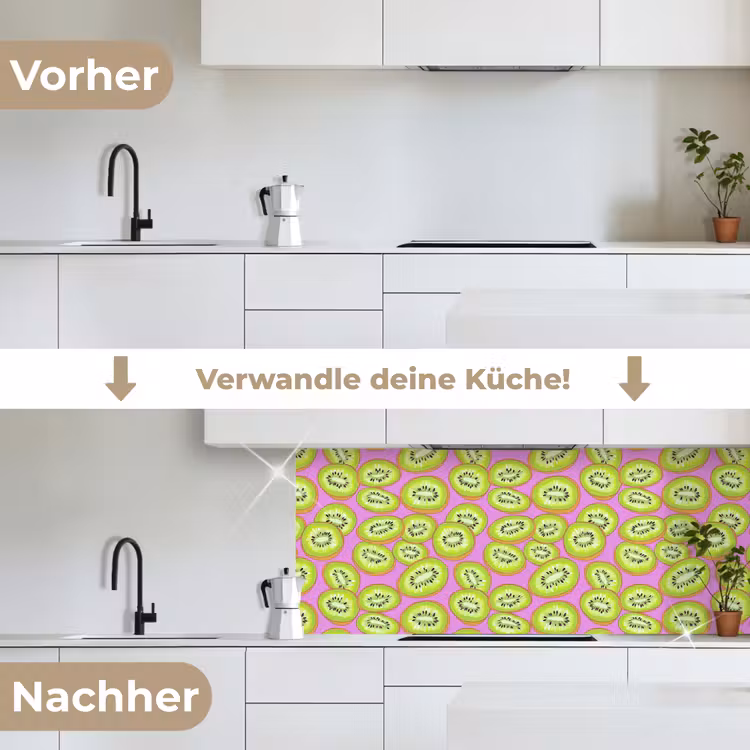 Kiwi - Speels - Groen keuken achterwand 2 middel 871 -voor-na_DE