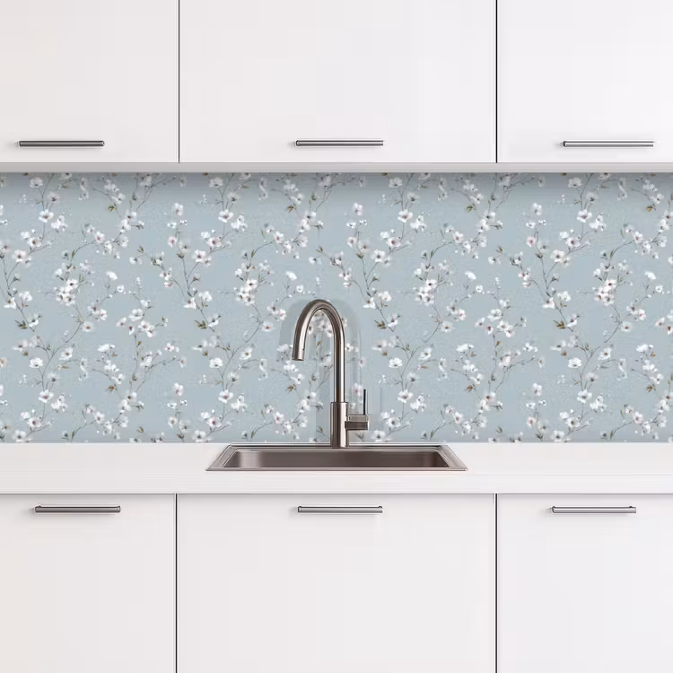 Klassiek - Bloemen - Blauw keuken achterwand 2 middel 871 -3d