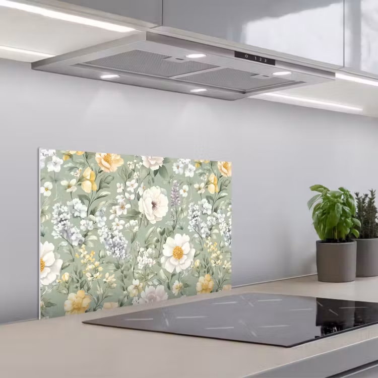 Klassiek - Bloemenpatroon - Kleurrijk keuken achterwand spatscherm klein 900 -3d_schuin