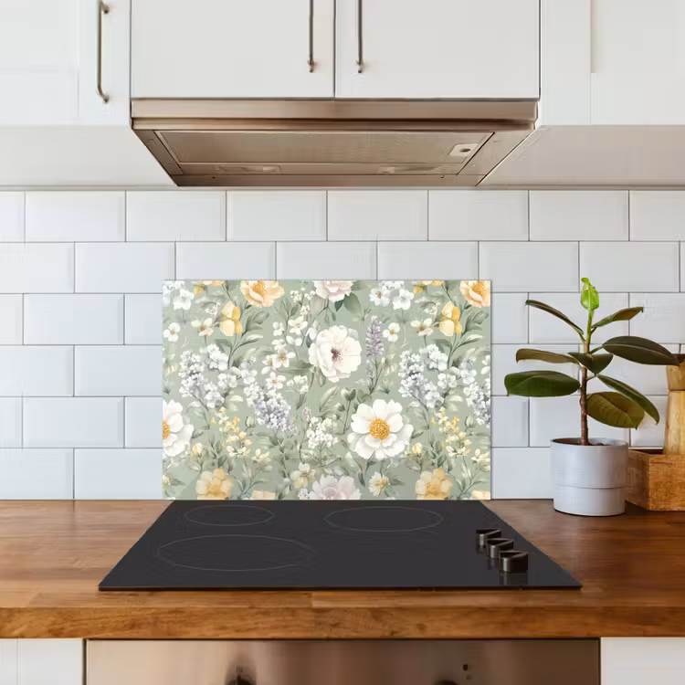 Klassiek - Bloemenpatroon - Kleurrijk keuken achterwand spatscherm klein 900 -sfeer2