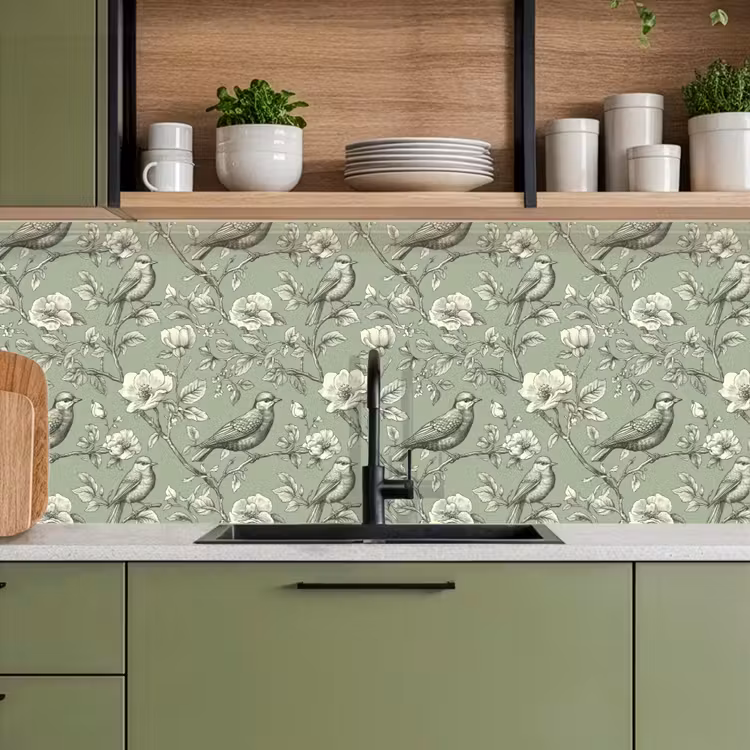 Klassiek - Botanisch - Groen keuken achterwand 2 middel 871 -sfeer3