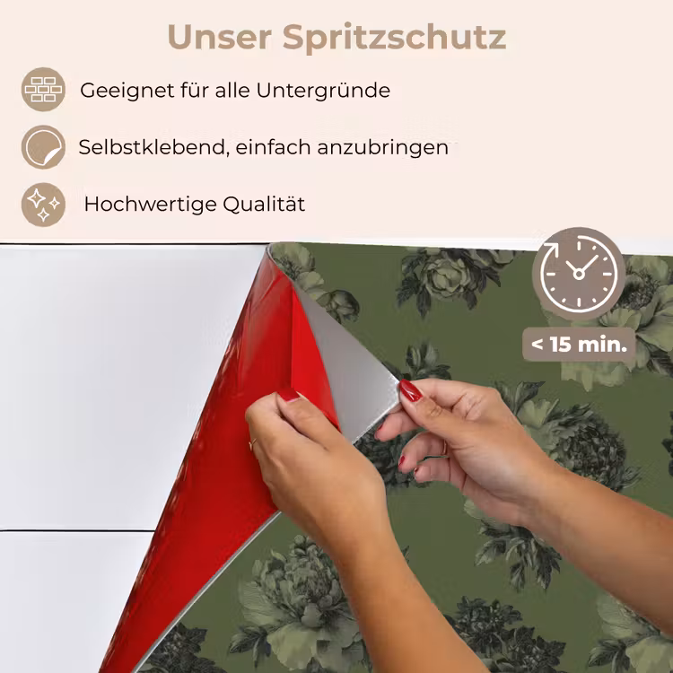 Klassiek - botanisch - olijfgroen - bloemen keuken achterwand spatscherm klein 900 -spatscherm_DE