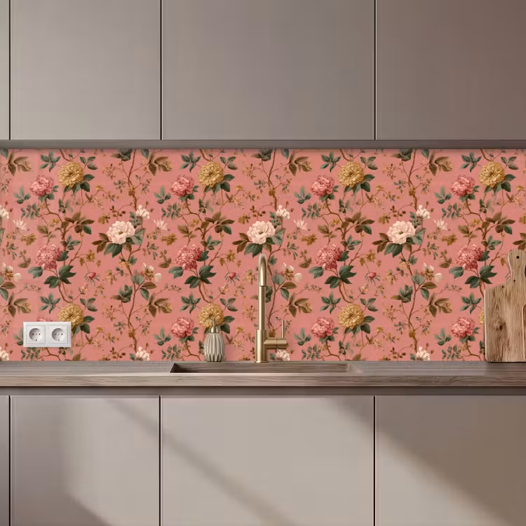 Klassiek - Botanisch - Roze keuken achterwand 2 middel 871 zz_3dshopping