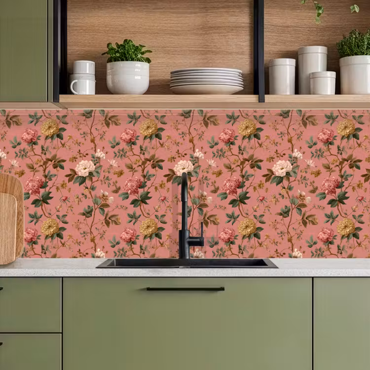 Klassiek - Botanisch - Roze keuken achterwand 2 middel 871 -sfeer3