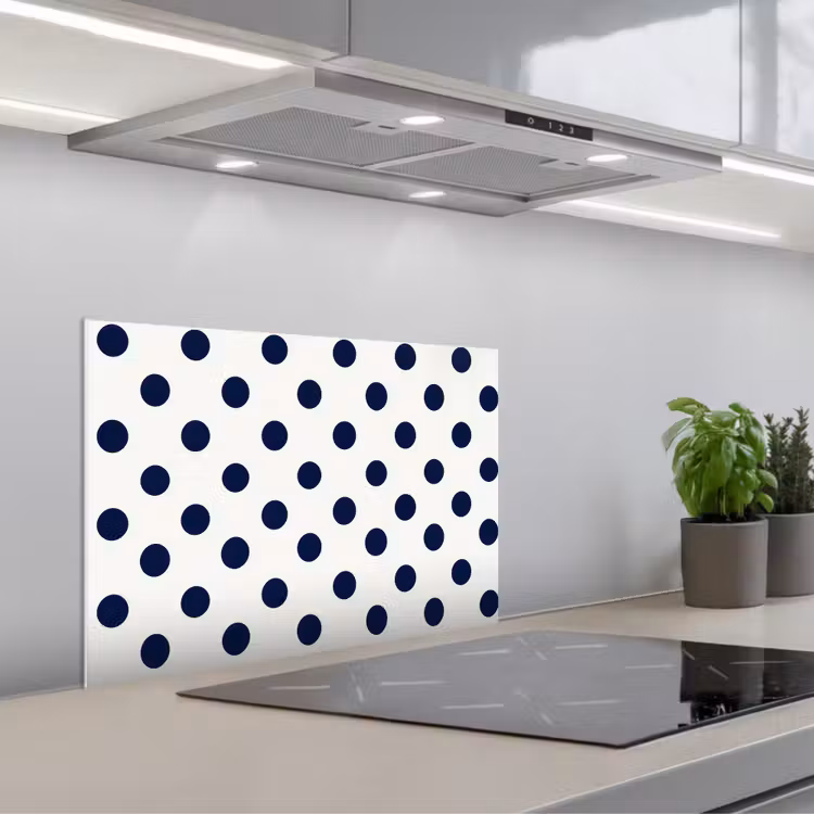 Klassiek - Stippen - Blauw keuken achterwand spatscherm klein 900 -3d_schuin