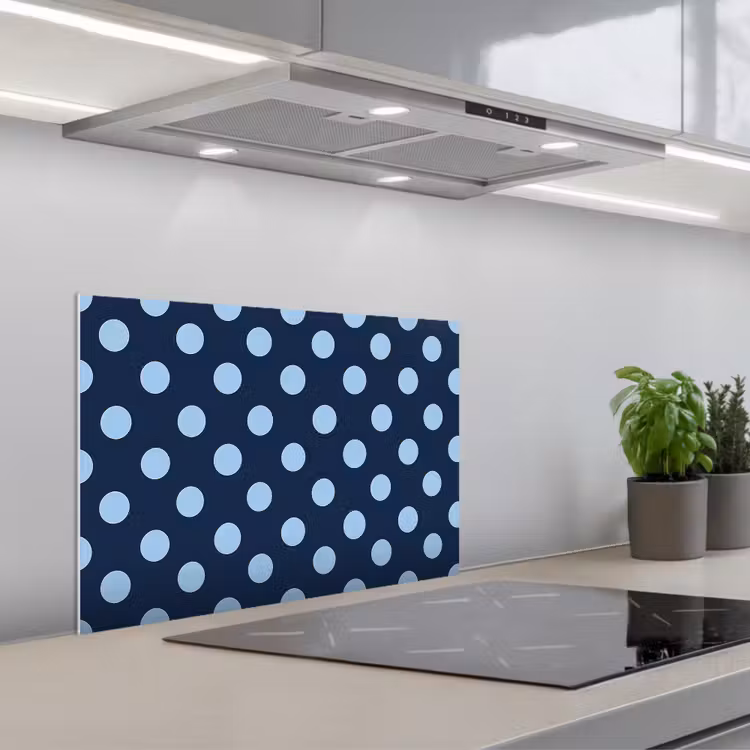 Klassiek - Dots - Blauw keuken achterwand spatscherm klein 900 -3d_schuin