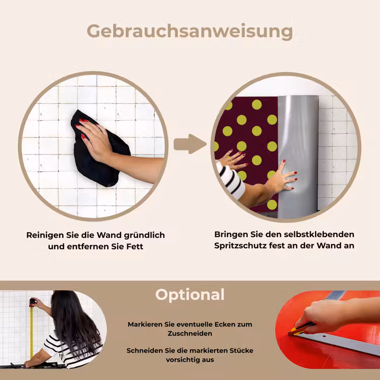 Klassiek - Stippen - Groen keuken achterwand spatscherm klein 900 -gebruiksaanwijzing_DE