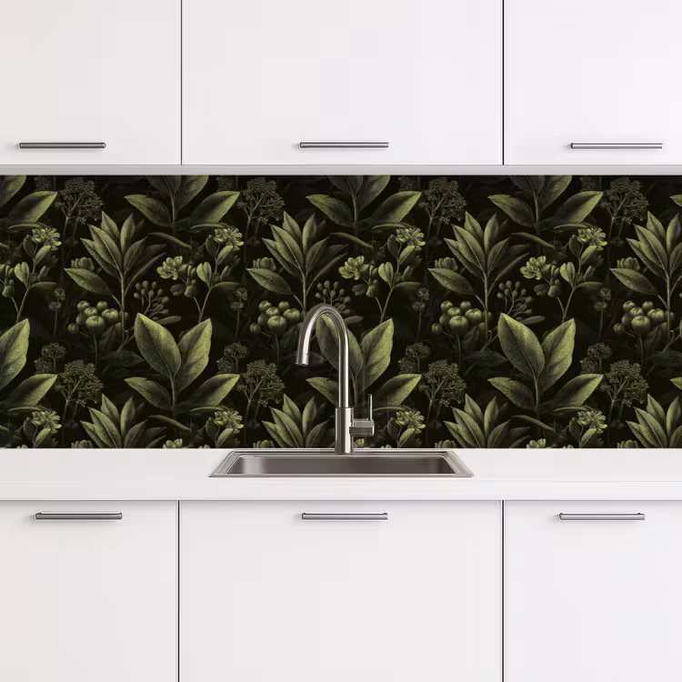 Klassiek - Donker - Botanisch - Planten keuken achterwand 2 middel 871 -3d