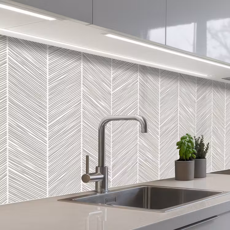 Klassiek - Visgraat - Grijs keuken achterwand 2 middel 871 -3d_schuin