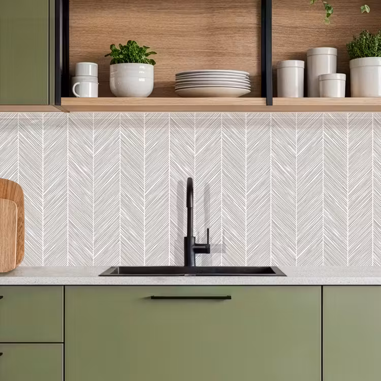 Klassiek - Visgraat - Grijs keuken achterwand 2 middel 871 -sfeer3