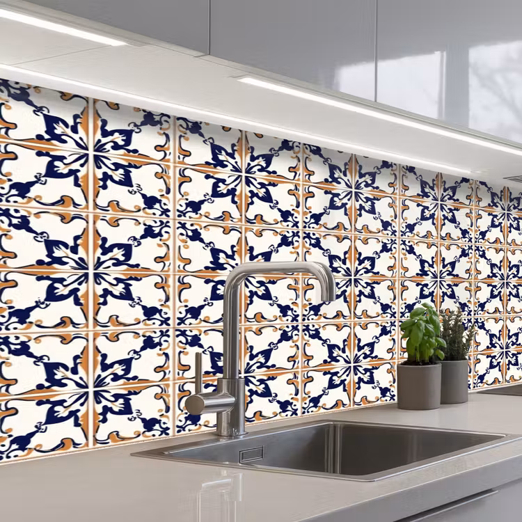 Klassiek - Patroon - Kleurrijk keuken achterwand 2 middel 871 -3d_schuin