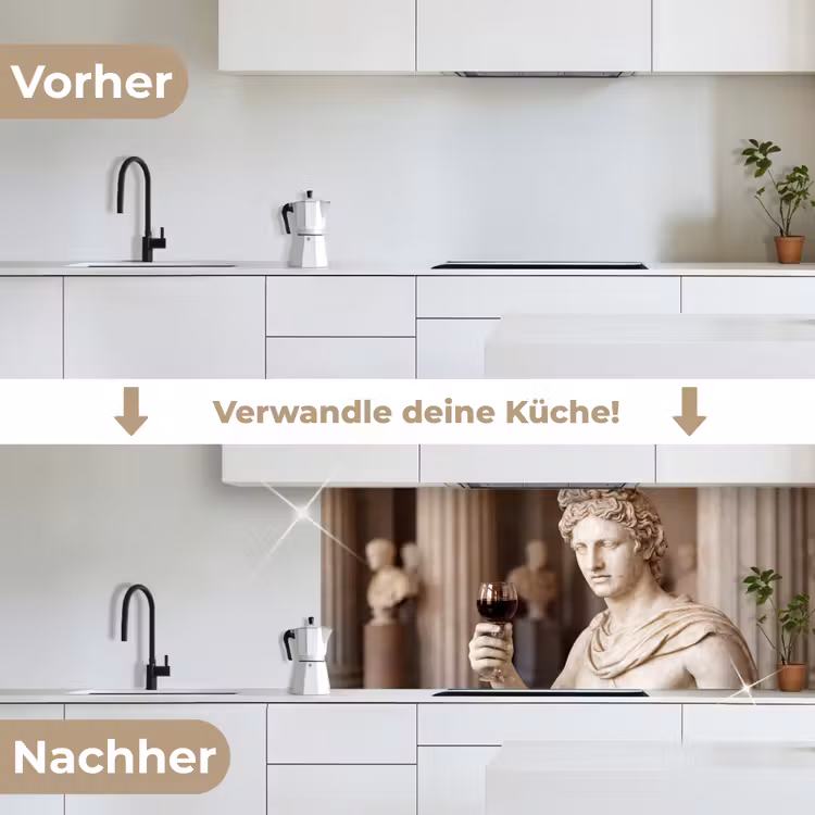 Klassiek - Marmer - Wijn keuken achterwand 2 middel -voor-na_DE