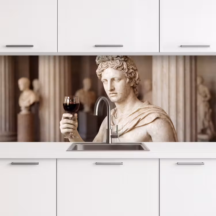 Klassiek - Marmer - Wijn keuken achterwand 2 middel -3d