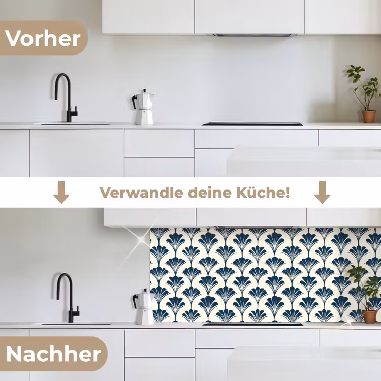 Klassiek - Motief - Blauw keuken achterwand 2 middel 871 -voor-na_DE