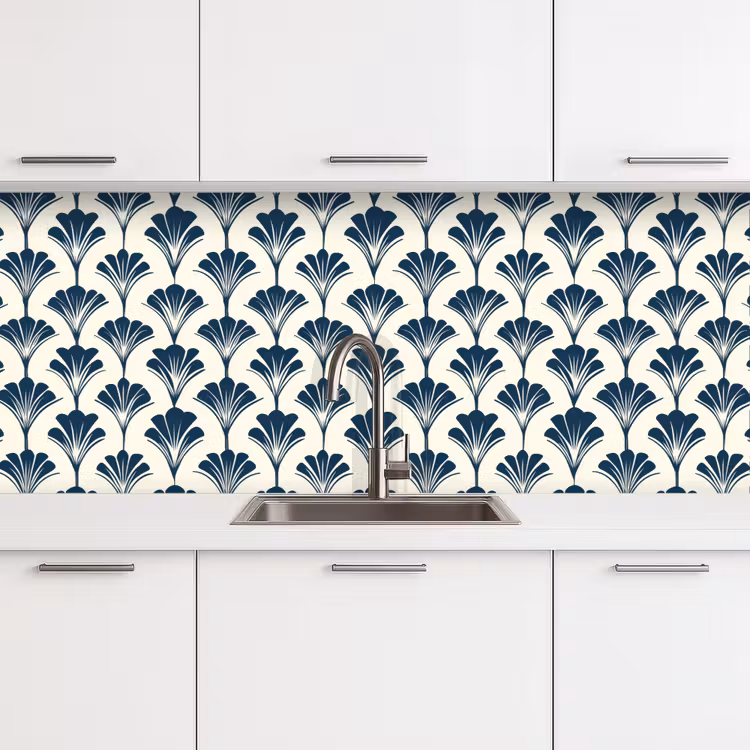 Klassiek - Motief - Blauw keuken achterwand 2 middel 871 -3d