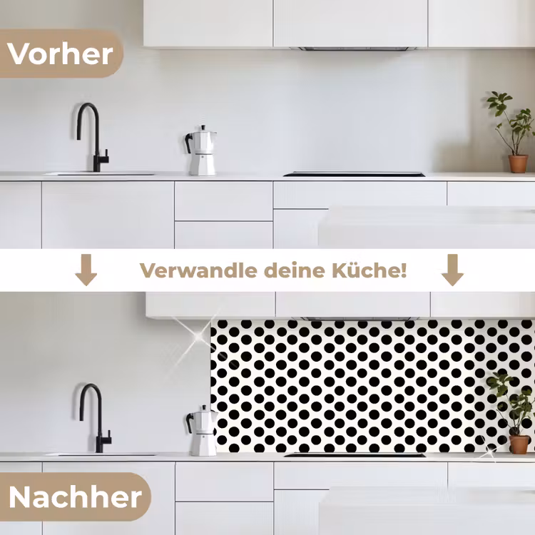 Klassiek - Stippen - Zwart keuken achterwand 2 middel 871 -voor-na_DE