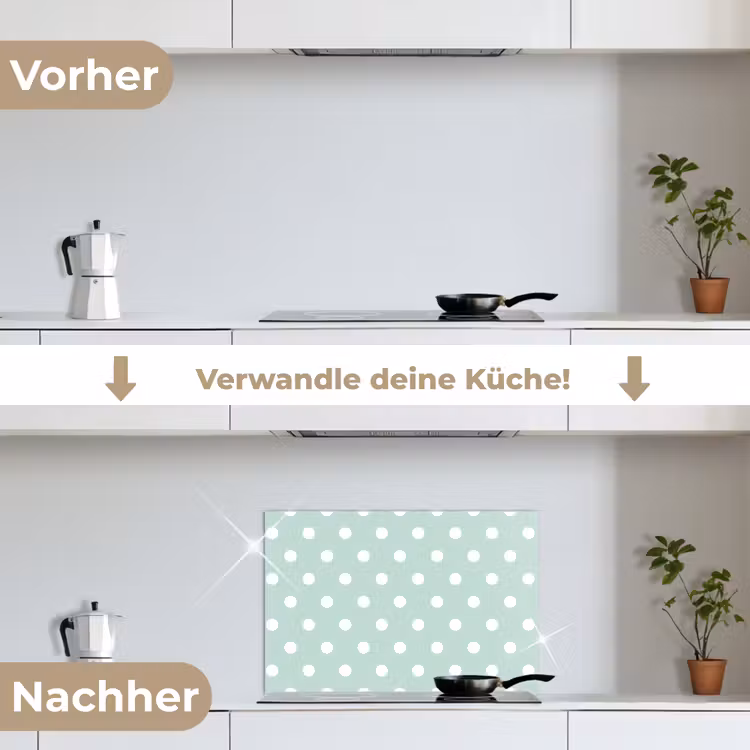 Klassiek - Polka - Groen keuken achterwand spatscherm klein 900 -voor_na_DE
