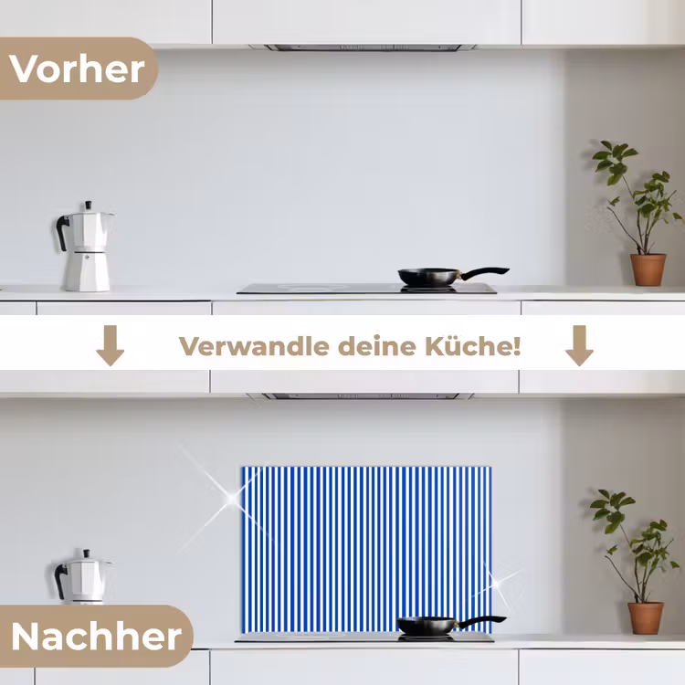 Klassiek - Strepen - Blauw keuken achterwand spatscherm klein 900 -voor_na_DE