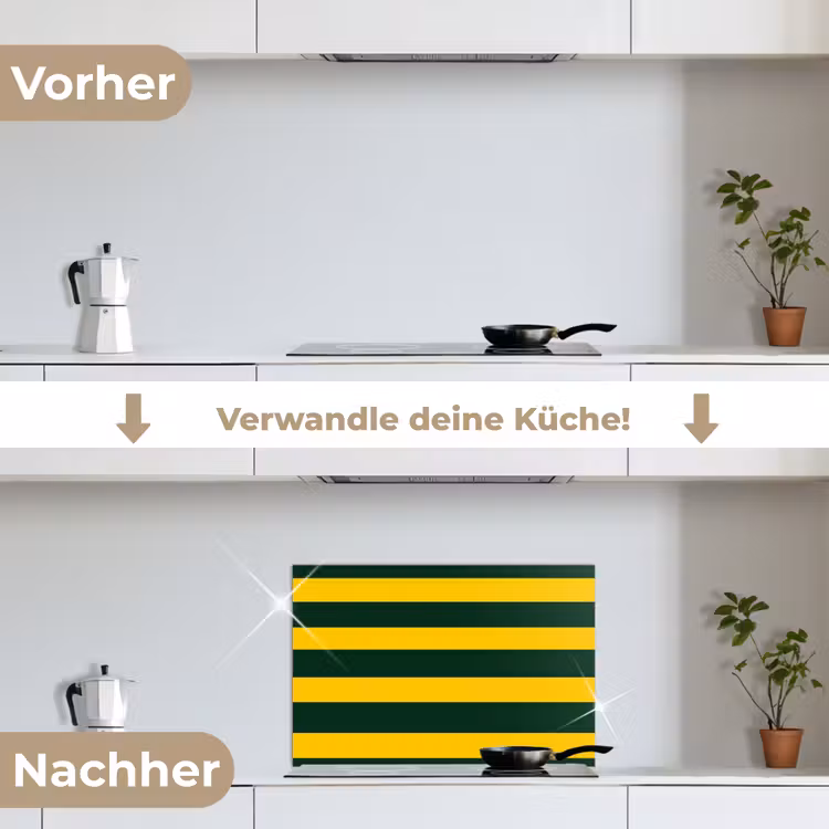 Klassiek - Strepen - Groen keuken achterwand spatscherm klein 900 -voor_na_DE