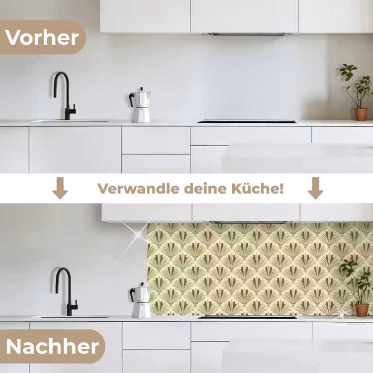 Klassiek - Waaier - Groen keuken achterwand 2 middel 871 -voor-na_DE