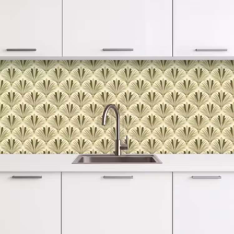 Klassiek - Waaier - Groen keuken achterwand 2 middel 871 -3d