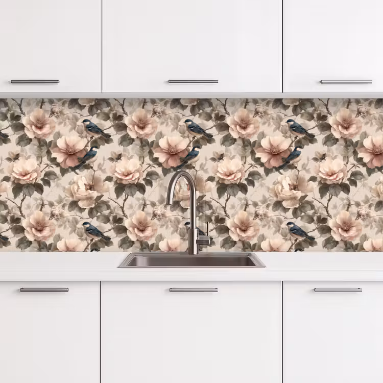 Klassiek - Vogels - Kleurrijk keuken achterwand 2 middel 871 -3d