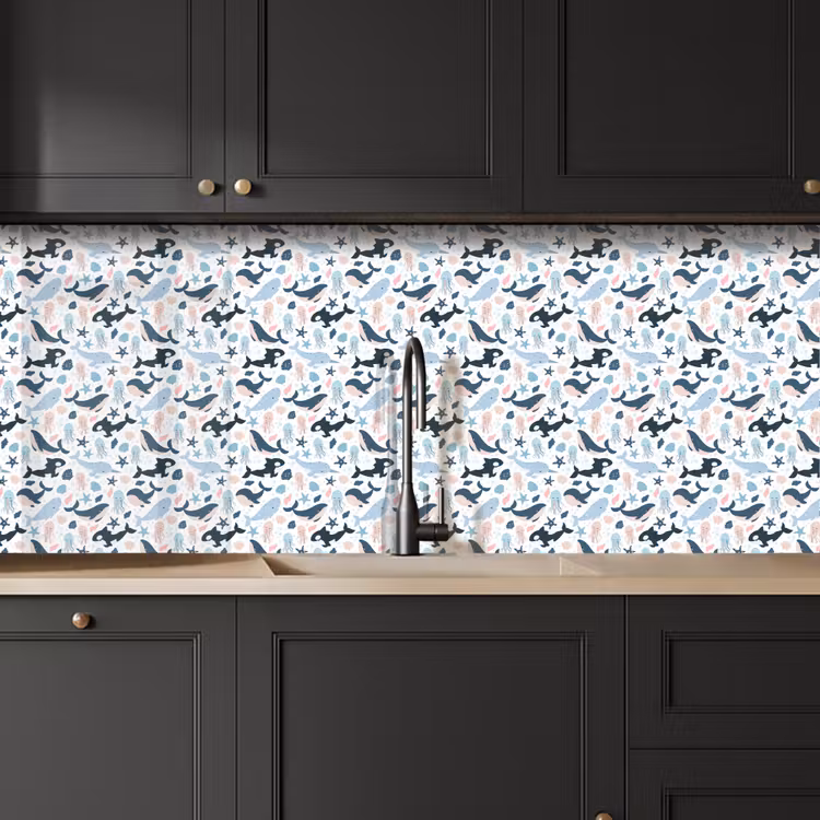 Klein - Oceaan - Walvissen - Octopus keuken achterwand 2 middel 871 -sfeer1
