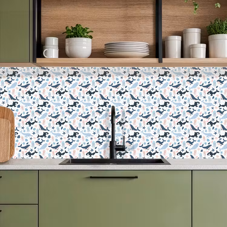 Klein - Oceaan - Walvissen - Octopus keuken achterwand 2 middel 871 -sfeer3