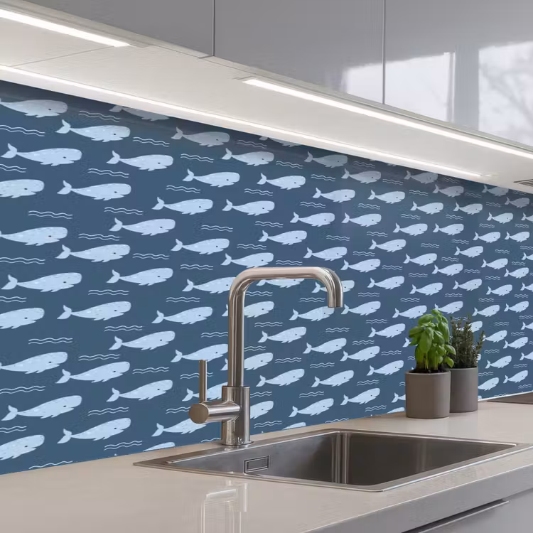 Klein - Oceaan - Golven - Blauw keuken achterwand 2 middel 871 -3d_schuin
