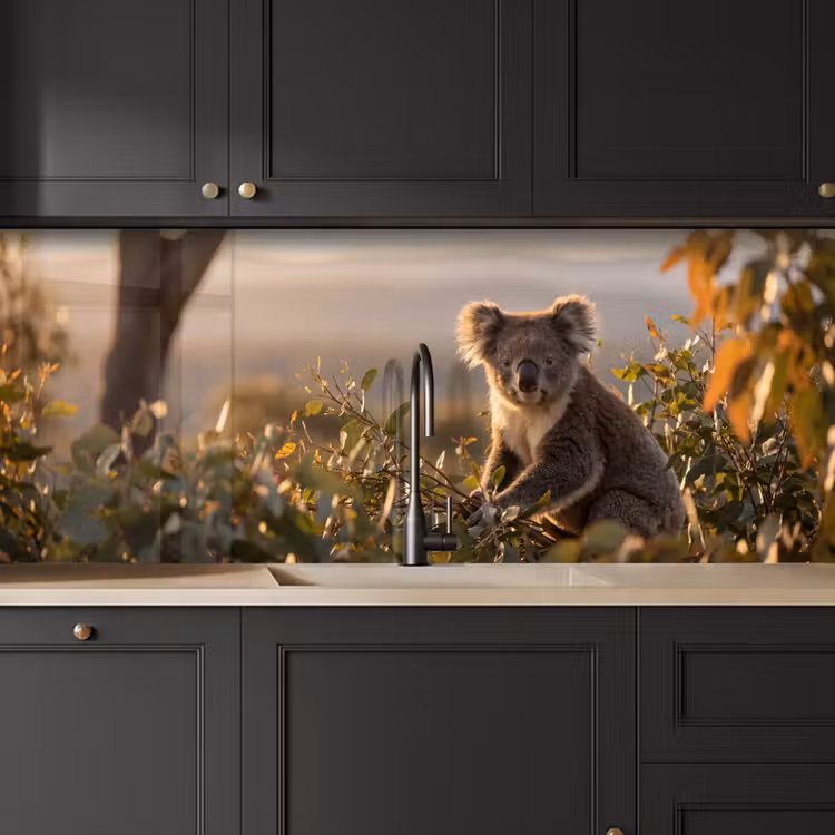 Koala - Bladeren - Ochtendlicht keuken achterwand 2 middel -sfeer1