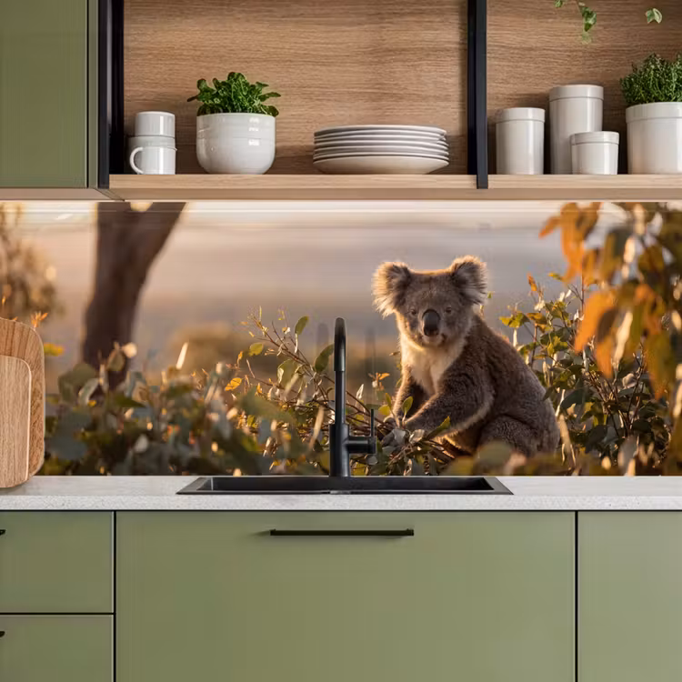 Koala - Bladeren - Ochtendlicht keuken achterwand 2 middel -sfeer3