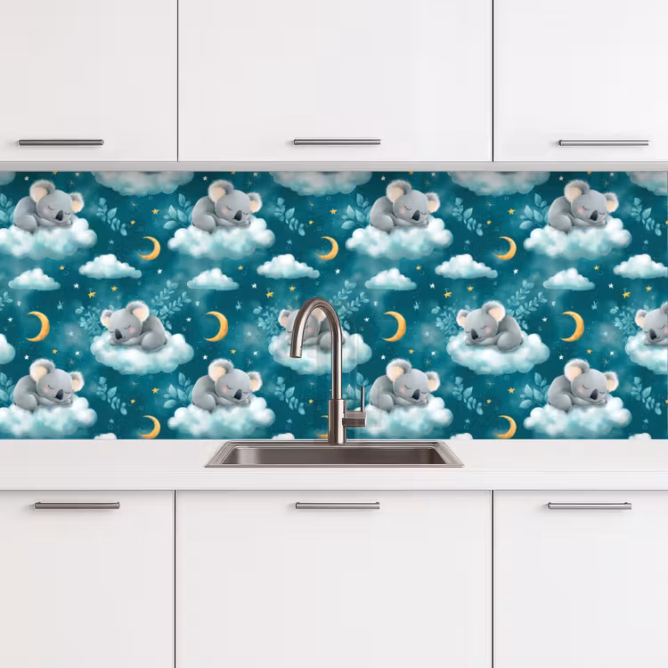Koala's - Betoverend - Blauw keuken achterwand 2 middel 871 -3d