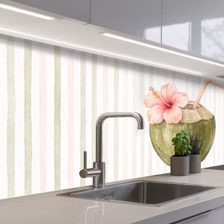 Kokosnoot - Drank - Tropisch - Illustratie - Zomer keuken achterwand 2 middel -3d_schuin