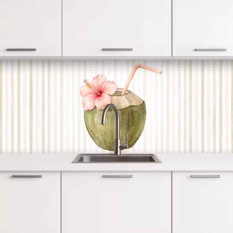 Kokosnoot - Drank - Tropisch - Illustratie - Zomer keuken achterwand 2 middel -3d