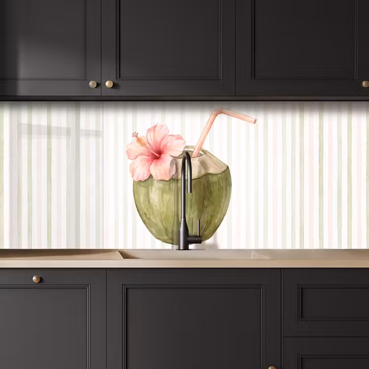 Kokosnoot - Drank - Tropisch - Illustratie - Zomer keuken achterwand 2 middel -sfeer1