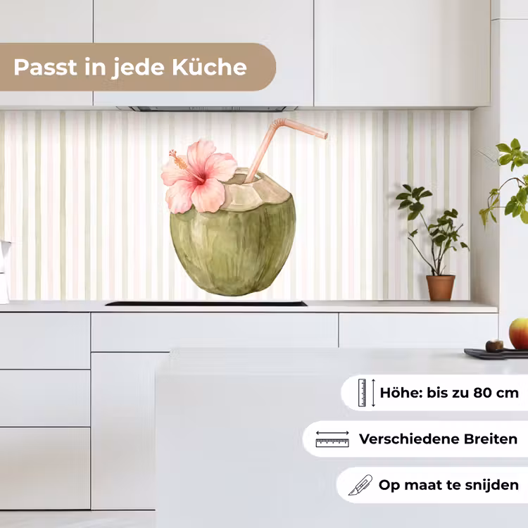 Kokosnoot - Drank - Tropisch - Illustratie - Zomer keuken achterwand 2 middel -sfeer4_DE