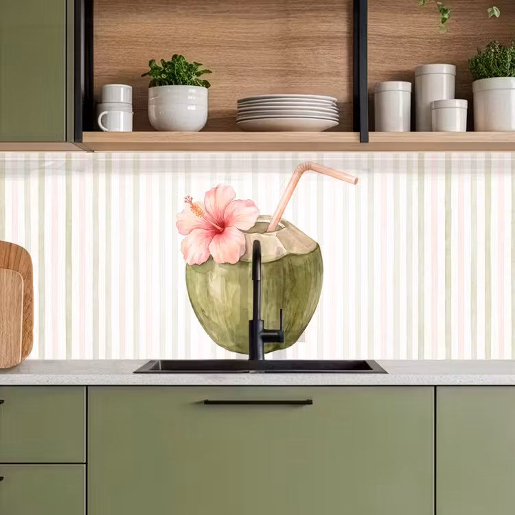 Kokosnoot - Drank - Tropisch - Illustratie - Zomer keuken achterwand 2 middel -sfeer3
