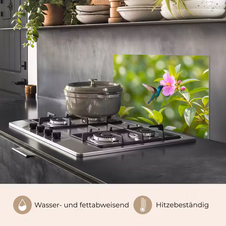 Kolibrie - Bloem - Natuur - Groen keuken achterwand spatscherm klein -usp_DE