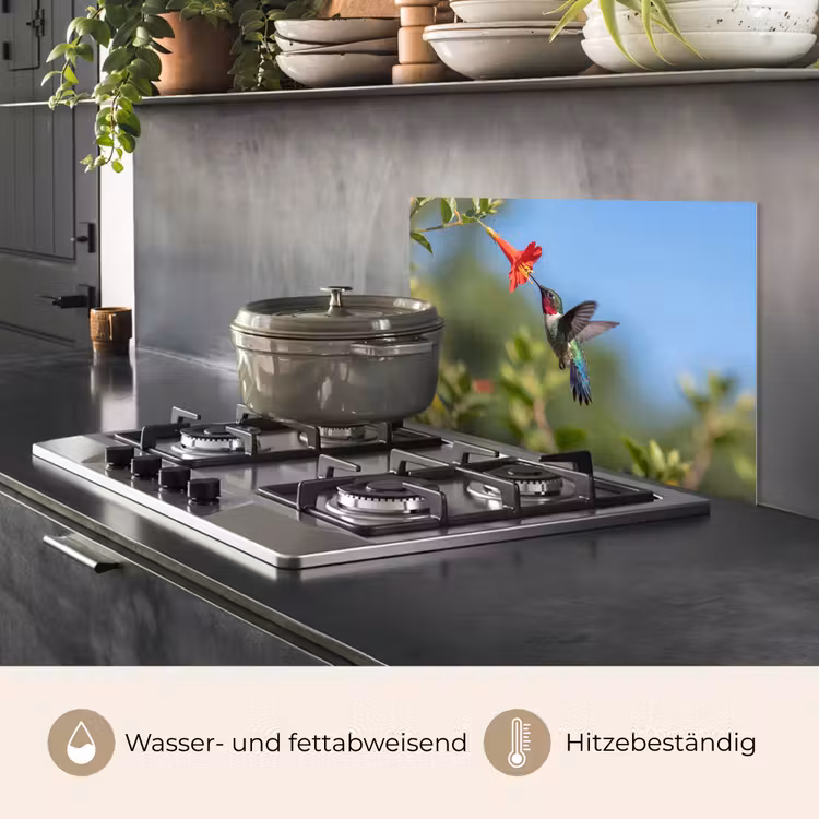 Kolibrie - Bloem - Natuur - Groen keuken achterwand spatscherm klein -usp_DE